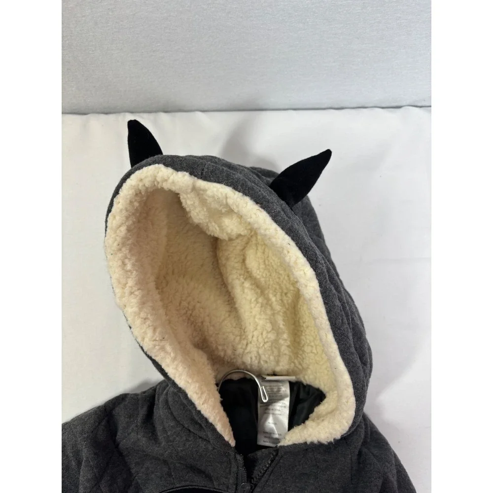 Batman Boys Quilted Sherpa Lined Hoodie Gray Zip Up Jacket with Ears DC Comics